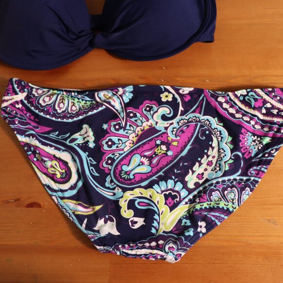 Land's End Two piece bikini set Bra 13, 36DDD/38; Bottom Size 8, blue purple - Picture 8 of 12